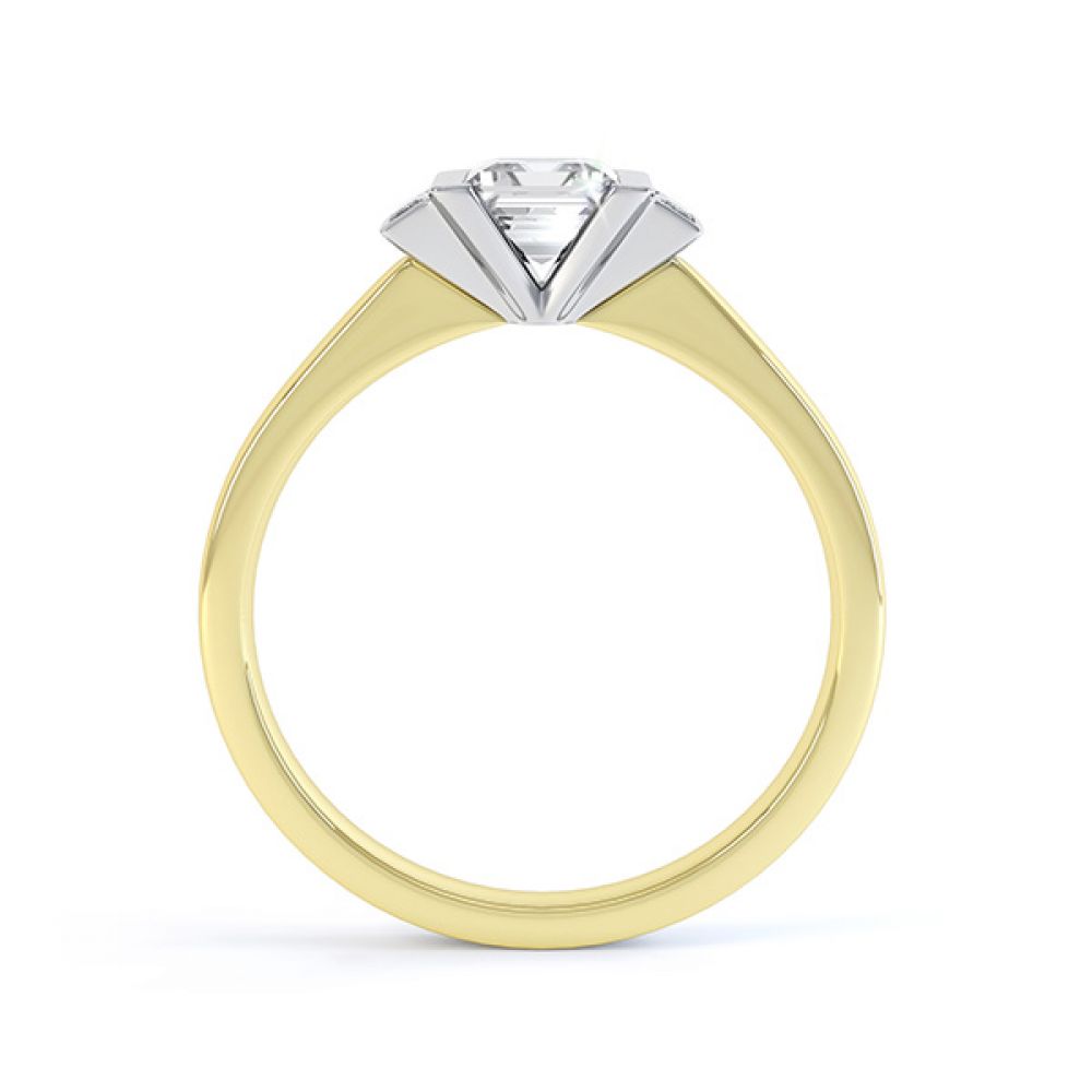 Art Deco engagement ring side view in 18ct Yellow Gold with White Gold setting