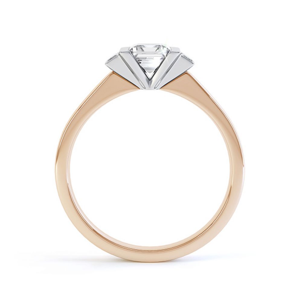 Art Deco engagement ring side view in 18ct Rose Gold