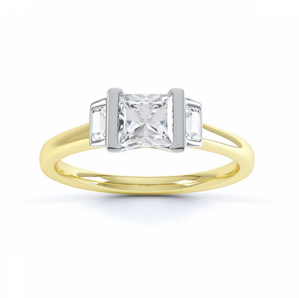 Art Deco engagement ring shown in Fairtrade Yellow and White Gold