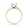 Pink Fliss Princess diamond engagement ring with diamond shoulders yellow gold pink sapphire side view Pink Fliss Princess diamond engagement ring with diamond shoulders yellow gold pink sapphire side view