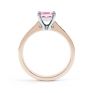 Pink Fliss Princess diamond engagement ring with diamond shoulders rose gold pink sapphire side view Pink Fliss Princess diamond engagement ring with diamond shoulders rose gold pink sapphire side view