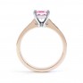 Pink Fliss Princess diamond engagement ring with diamond shoulders rose gold pink sapphire side view Pink Fliss Princess diamond engagement ring with diamond shoulders rose gold pink sapphire side view