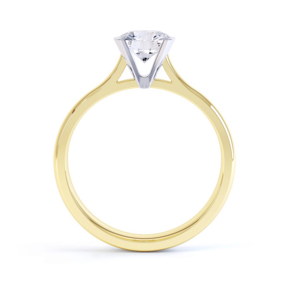 Fluted Part Engagement Ring with High Setting Side View Yellow Gold