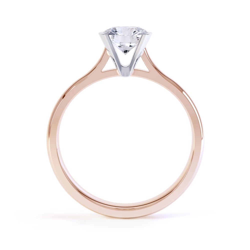 Fluted Part Engagement Ring with High Setting Side View Rose Gold