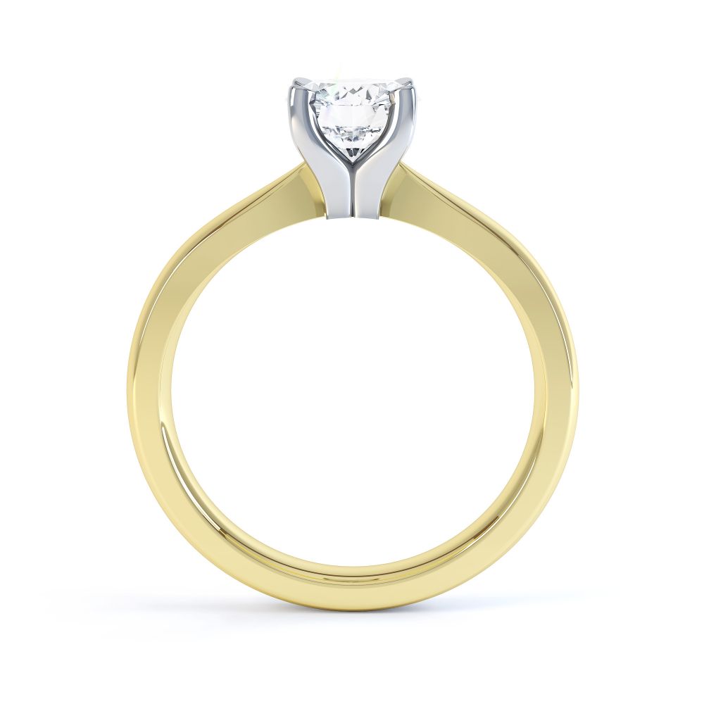 Solstice Style Four Claw Solitaire Engagement Ring Side View In Yellow Gold