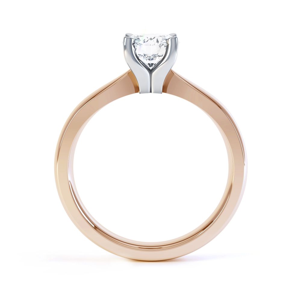 Solstice Style Four Claw Solitaire Engagement Ring Side View In Rose Gold