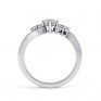 Fuschia pink sapphire and diamond 5 stone engagement ring white gold side view Fuschia pink sapphire and diamond 5 stone engagement ring white gold side view