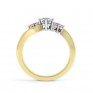 Fuschia pink sapphire and diamond 5 stone engagement ring yellow gold side view Fuschia pink sapphire and diamond 5 stone engagement ring yellow gold side view