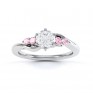 Fuschia pink sapphire and diamond 5 stone engagement ring white gold top view Fuschia pink sapphire and diamond 5 stone engagement ring white gold top view