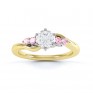 Fuschia pink sapphire and diamond 5 stone engagement ring yellow gold top view Fuschia pink sapphire and diamond 5 stone engagement ring yellow gold top view