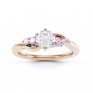 Fuschia pink sapphire and diamond 5 stone engagement ring rose gold top view Fuschia pink sapphire and diamond 5 stone engagement ring yellow gold top view