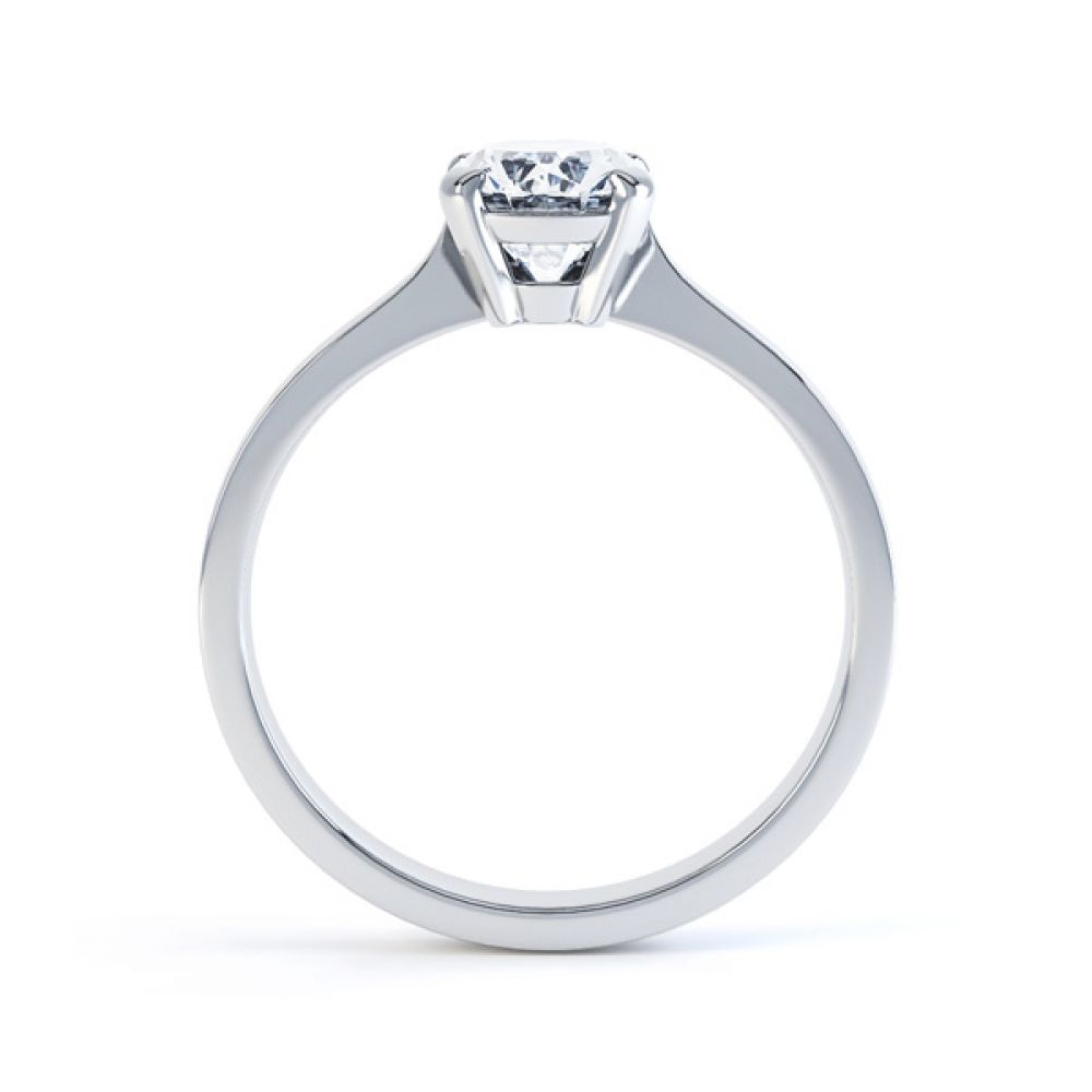 4 Claw Oval Solitaire Diamond Engagement Ring Side View In White Gold