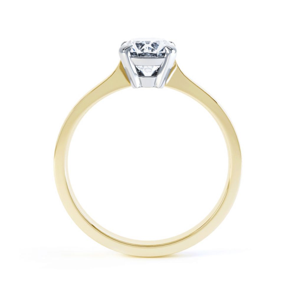 4 Claw Oval Solitaire Diamond Engagement Ring Side View In Yellow Gold