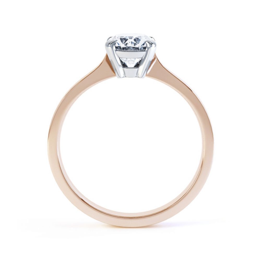 4 Claw Oval Solitaire Diamond Engagement Ring Side View In Rose Gold