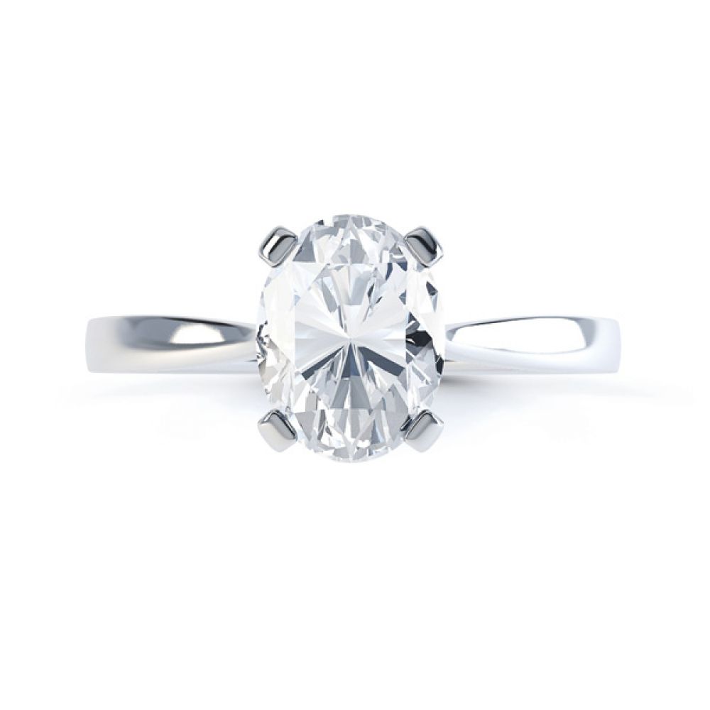 4 Claw Oval Solitaire Diamond Engagement Ring Front View 4 Claw Oval Solitaire Diamond Engagement Ring Front View