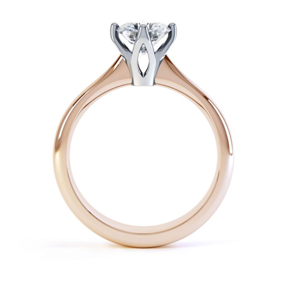 Lotus 4 Claw Compass Set Engagement Ring Side View In Rose Gold