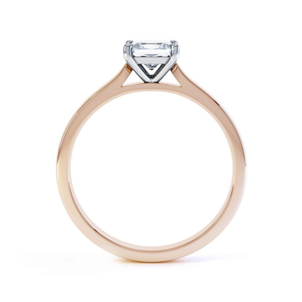 4 Prong Princess Engagement Ring Wedfit Setting Side View In Rose Gold