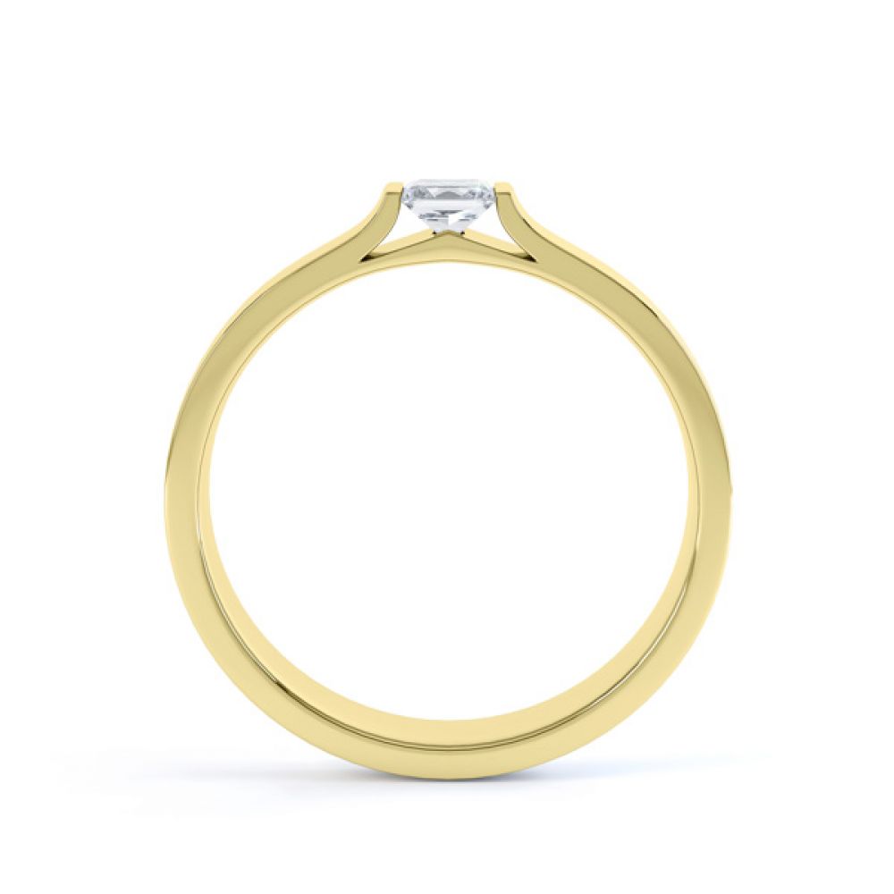 Tension Set Princess Diamond Solitaire Ring Side View In Yellow Gold Tension Set Princess Diamond Solitaire Ring Side View In Yellow Gold