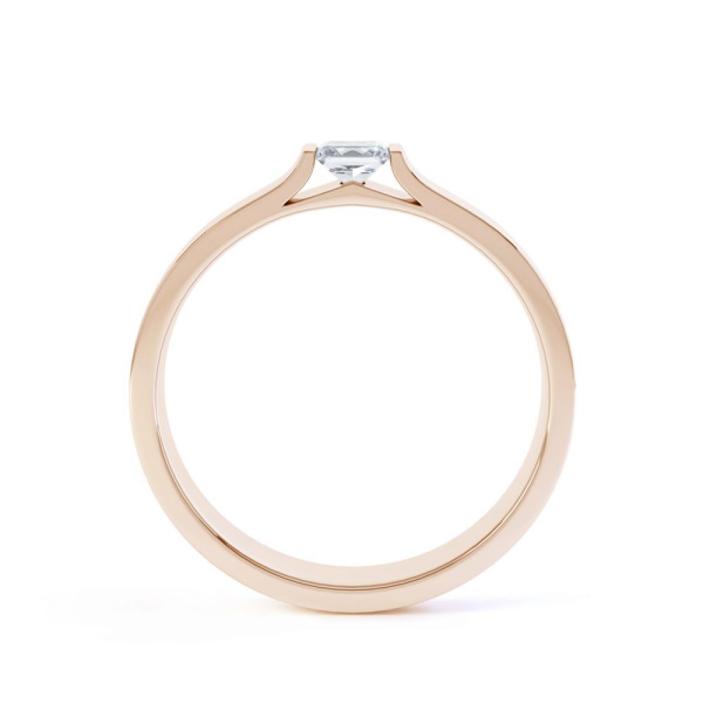 Tension Set Princess Diamond Solitaire Ring Side View In Rose Gold Tension Set Princess Diamond Solitaire Ring Side View In Rose Gold