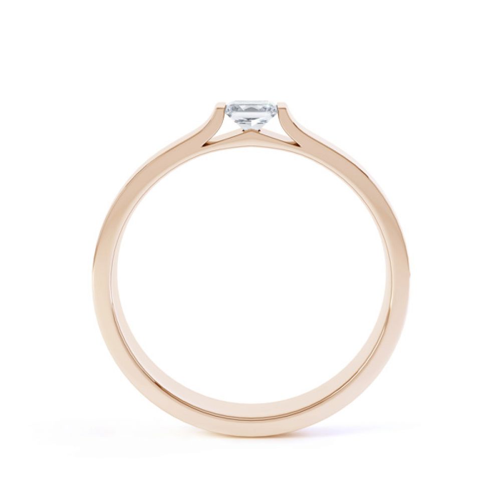 Tension Set Princess Diamond Solitaire Ring Side View In Rose Gold