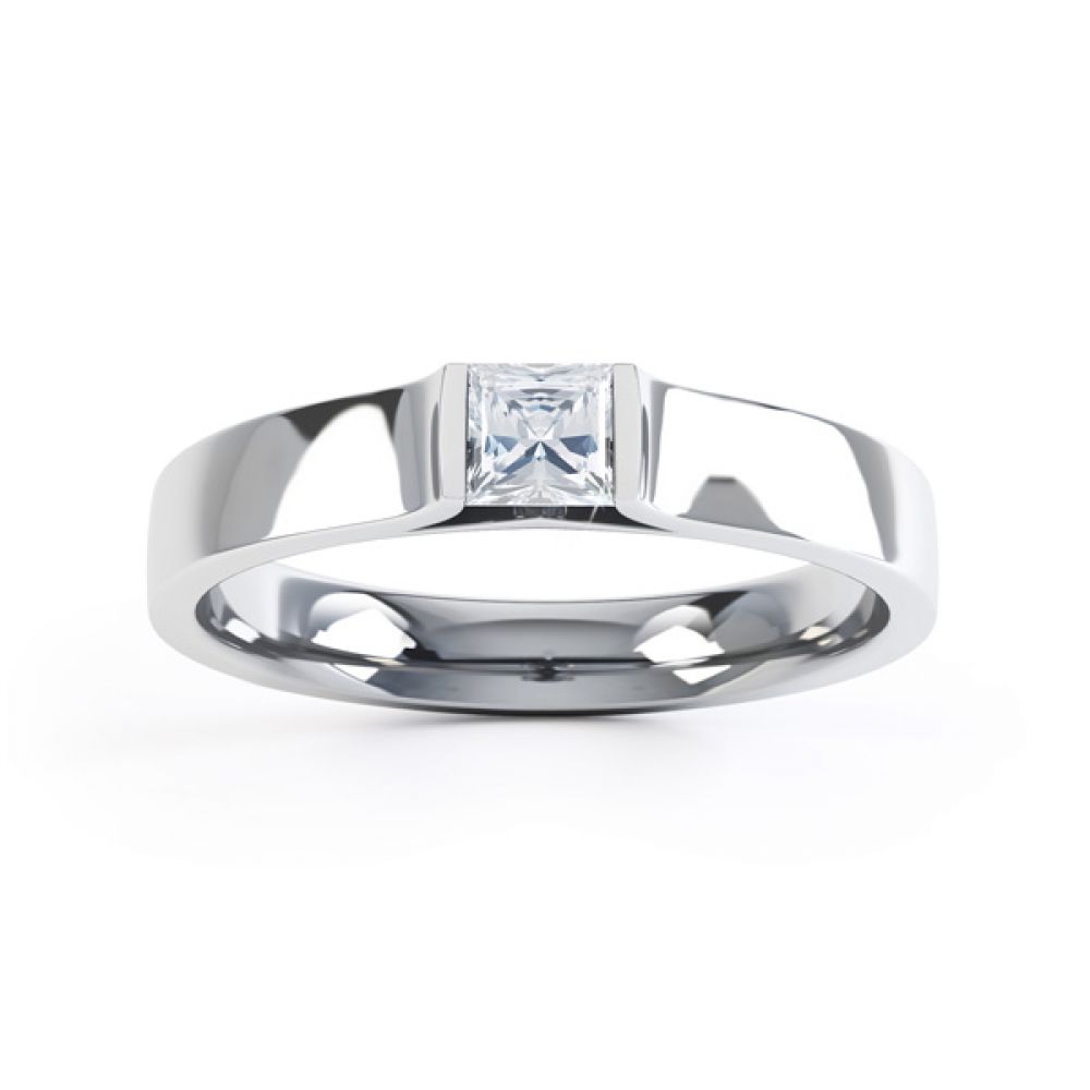 Tension Set Princess Diamond Solitaire Ring Top View Tension Set Princess Diamond Solitaire Ring Top View