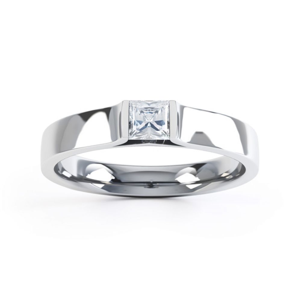 Tension Set Princess Diamond Solitaire Ring Top View