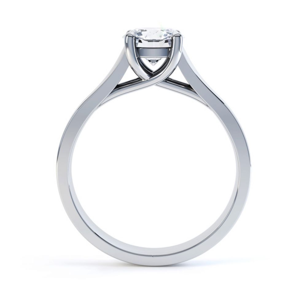 Elegant Round Solitaire with Cross-Over 4 Claw Setting Side White