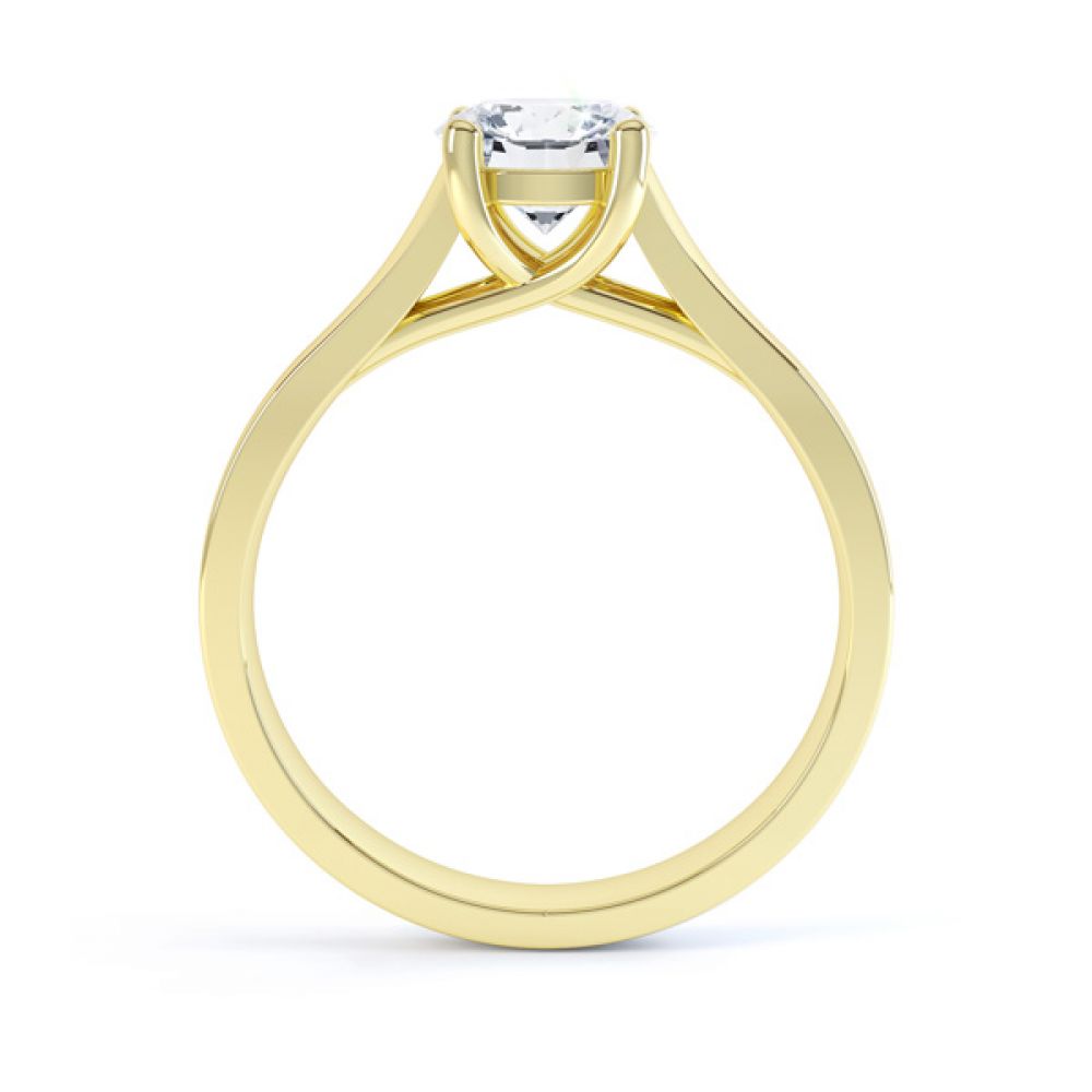 Elegant Round Solitaire with Cross-Over 4 Claw Setting Side Yellow