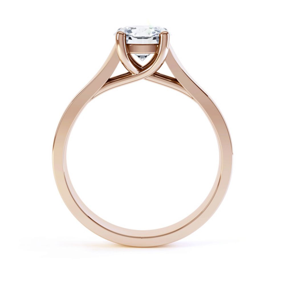 Elegant Round Solitaire with Cross-Over 4 Claw Setting Side Rose Elegant Round Solitaire with Cross-Over 4 Claw Setting Side Rose