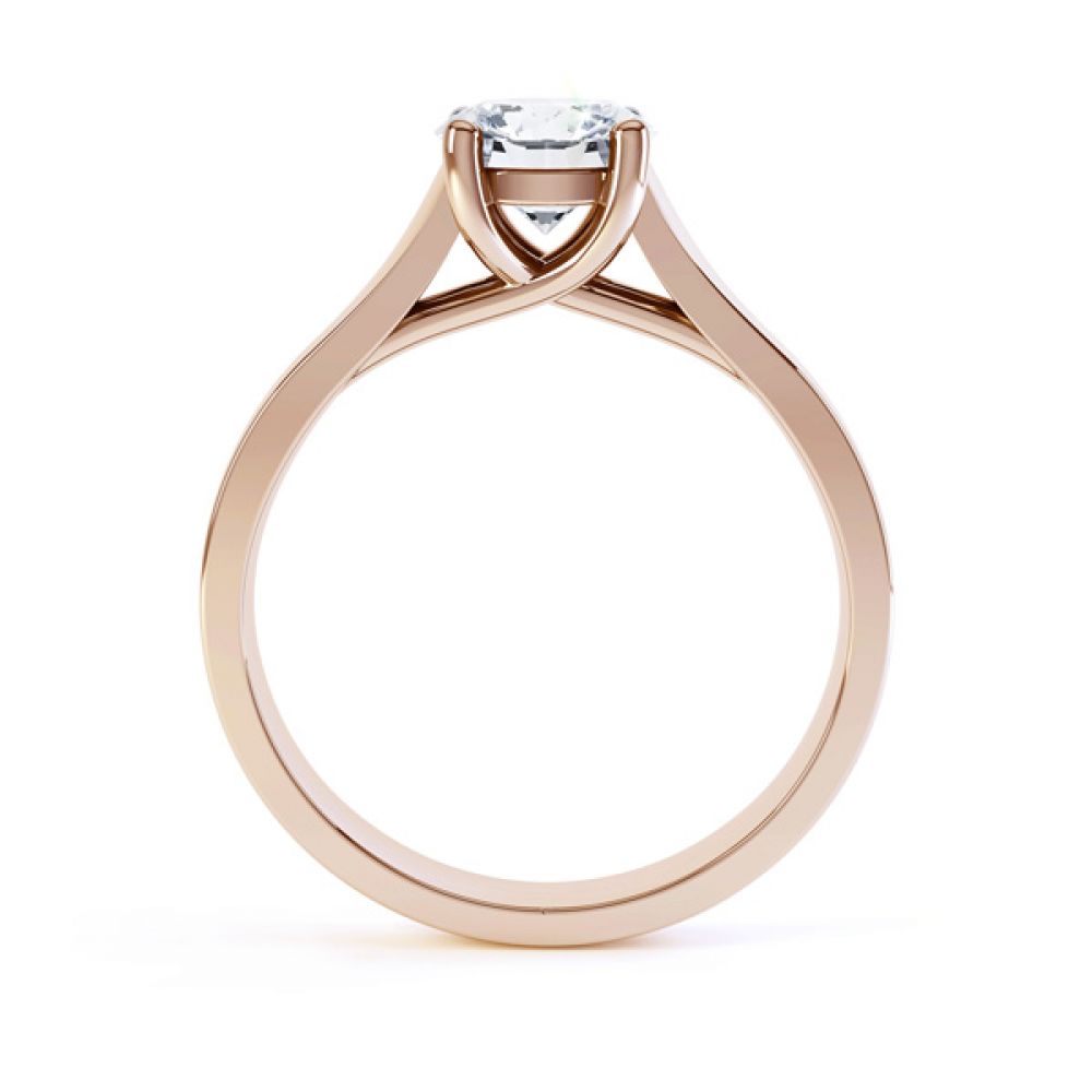 Elegant Round Solitaire with Cross-Over 4 Claw Setting Side Rose