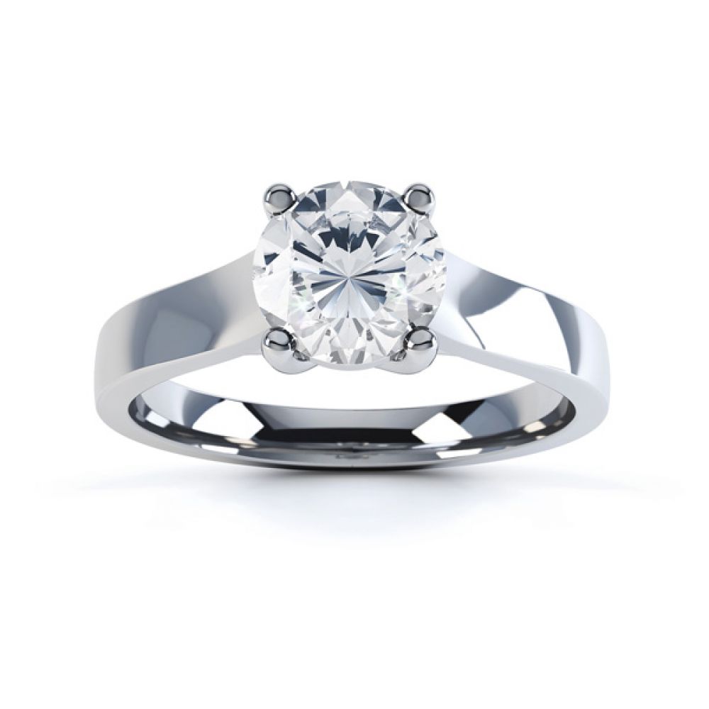 Elegant Round Solitaire with Cross-Over 4 Claw Setting Top White