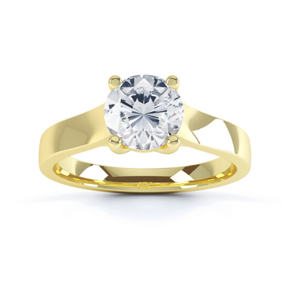 Elegant Round Solitaire with Cross-Over 4 Claw Setting top Yellow