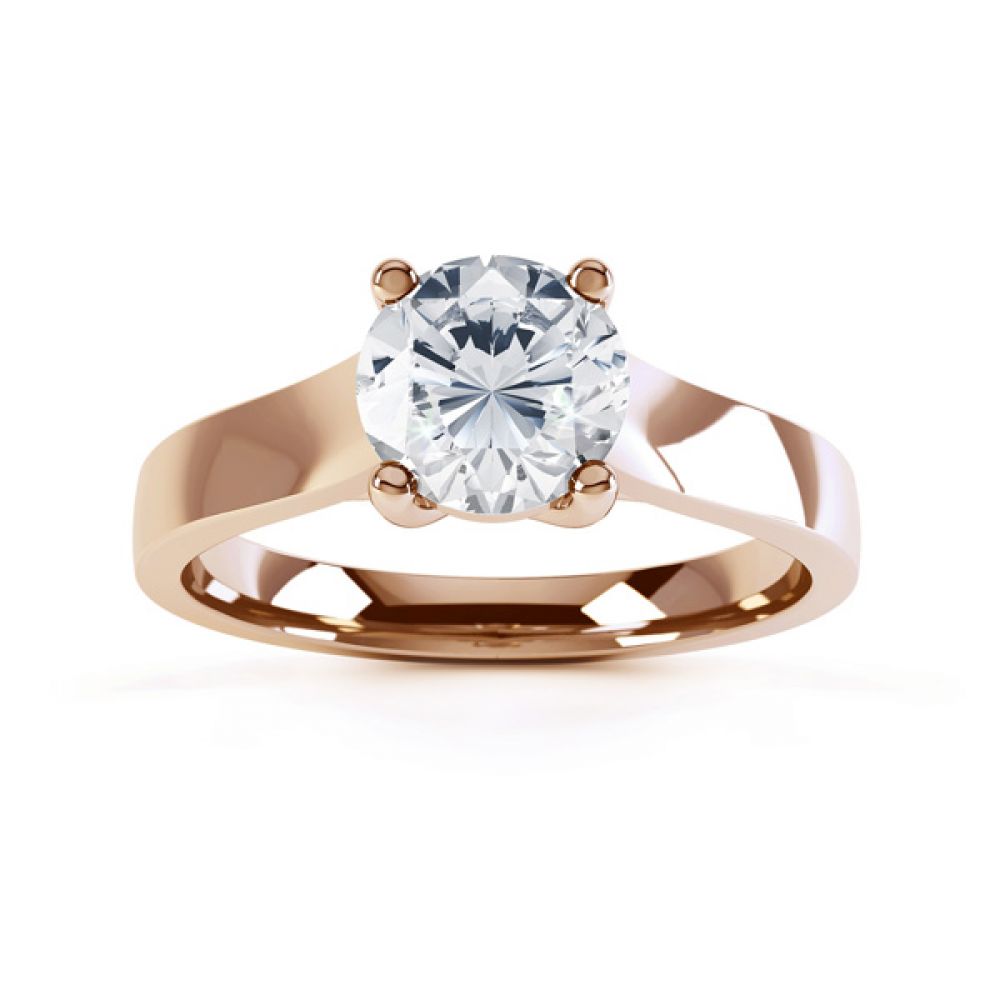 Elegant Round Solitaire with Cross-Over 4 Claw Setting top Rose