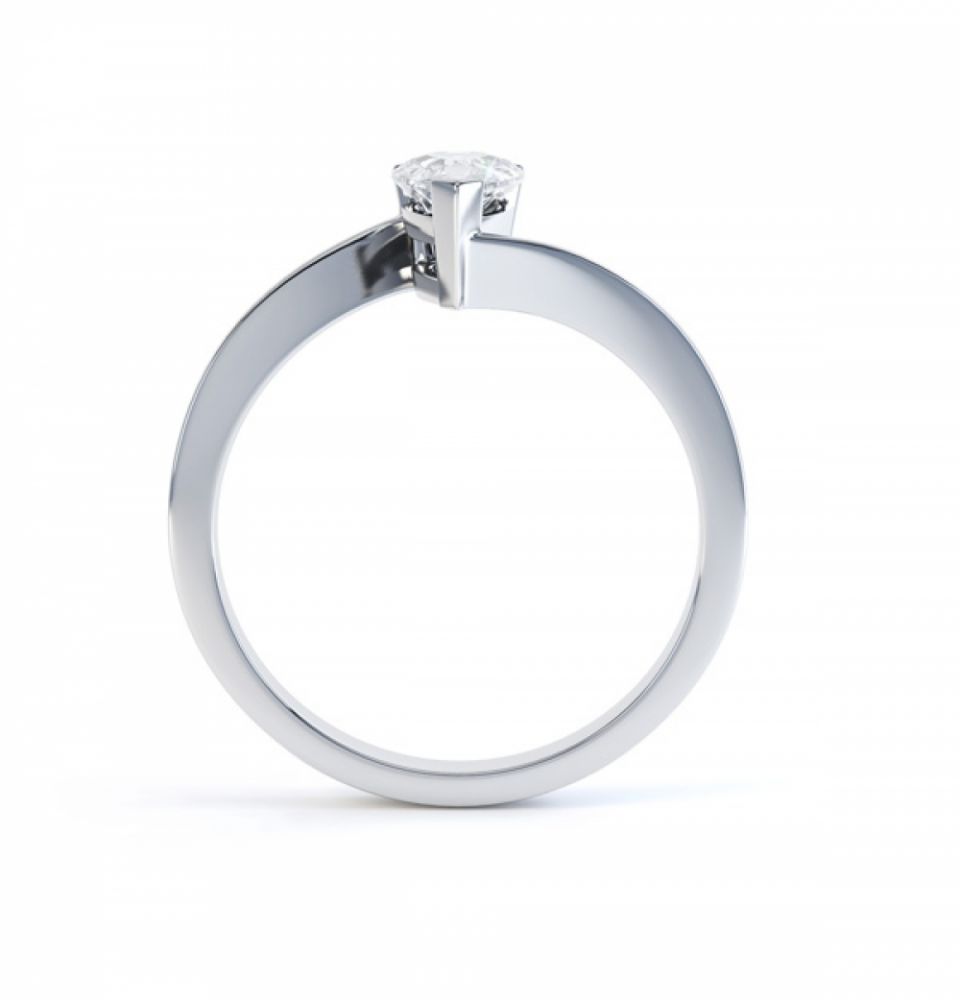 R1D068 Side, Pear shaped Twist Engagement Ring, White Gold R1D068 Side, Pear shaped Twist Engagement Ring, White Gold