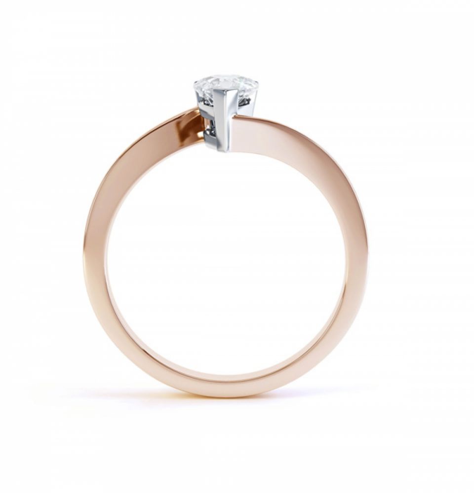 R1D068 Side, Pear shaped Twist Engagement Ring, Rose Gold