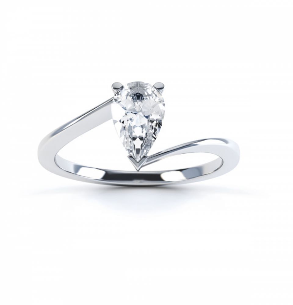 R1D068 Top, Pear shaped Twist Engagement Ring, White Gold R1D068 Top, Pear shaped Twist Engagement Ring, White Gold