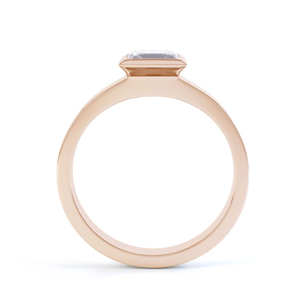 Ultramodern Fully Bezel Set Princess Diamond Ring Rose Gold, Side Ultramodern Fully Bezel Set Princess Diamond Ring Rose Gold, Side