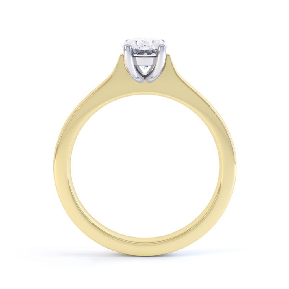 Wedfit 4 Claw Oval Diamond Engagement Ring Side View In Yellow Gold