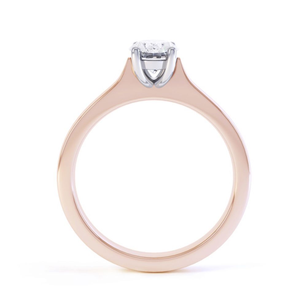 Wedfit 4 Claw Oval Diamond Engagement Ring Side View In Rose Gold