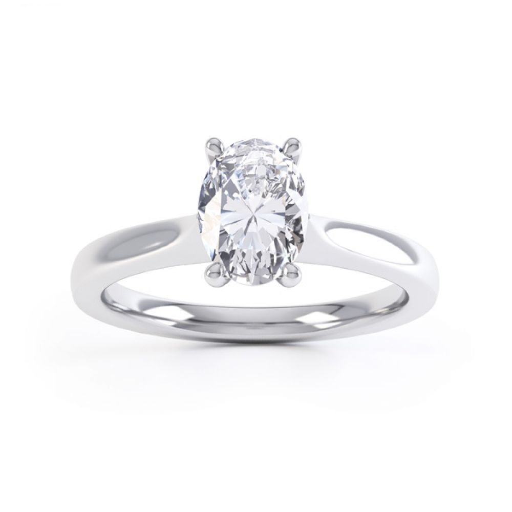 Wedfit 4 Claw Oval Diamond Engagement Ring Front View