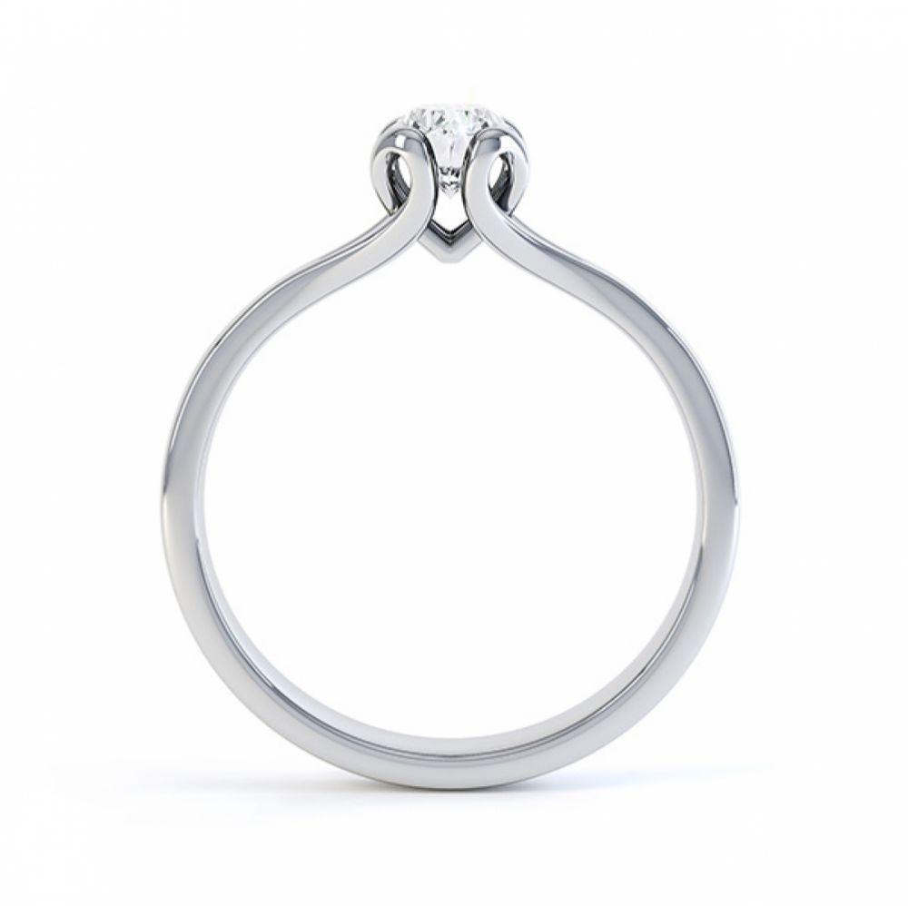 Loop oval solitaire diamond engagement ring side view in white gold