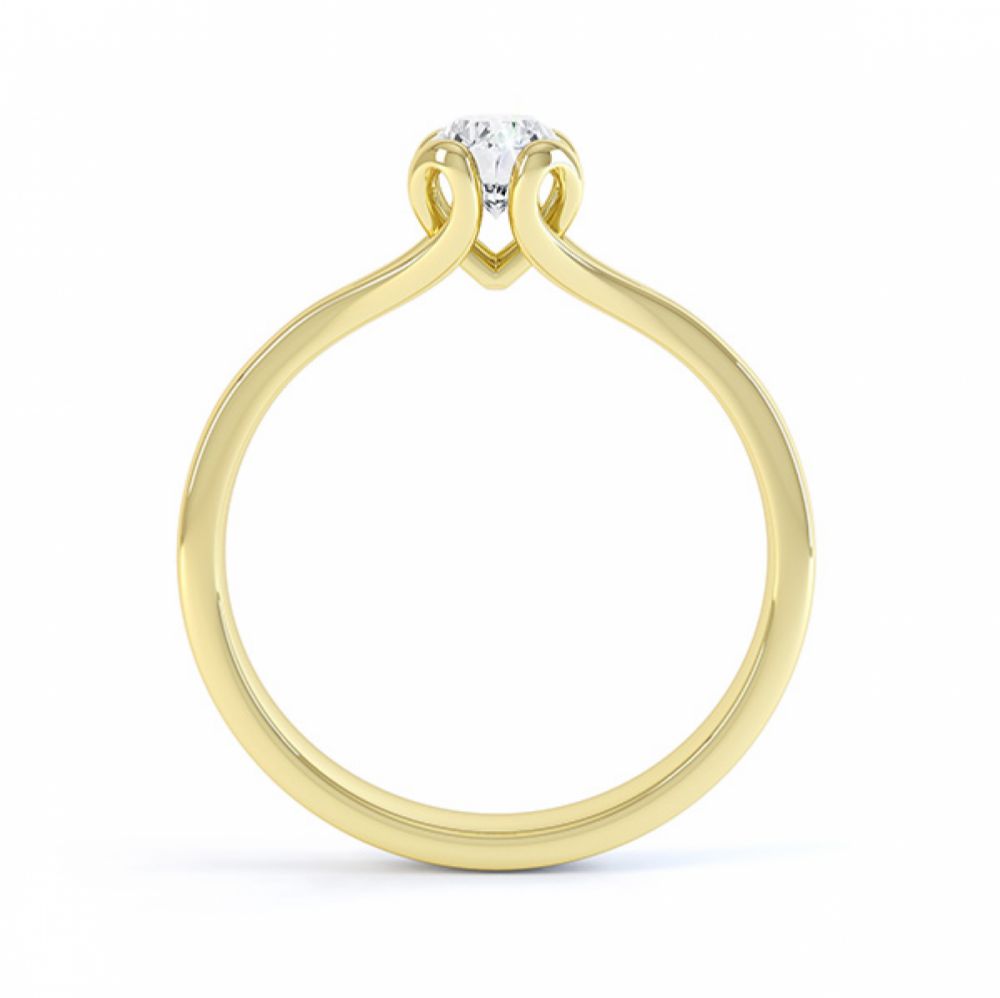 Loop oval solitaire diamond engagement ring side view in yellow gold Loop oval solitaire diamond engagement ring side view in yellow gold