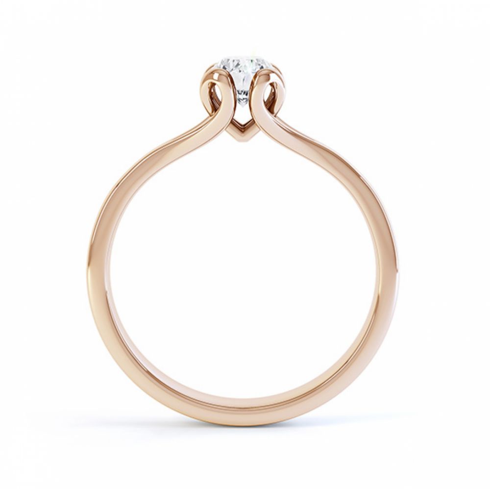 Loop oval solitaire diamond engagement ring side view in rose gold