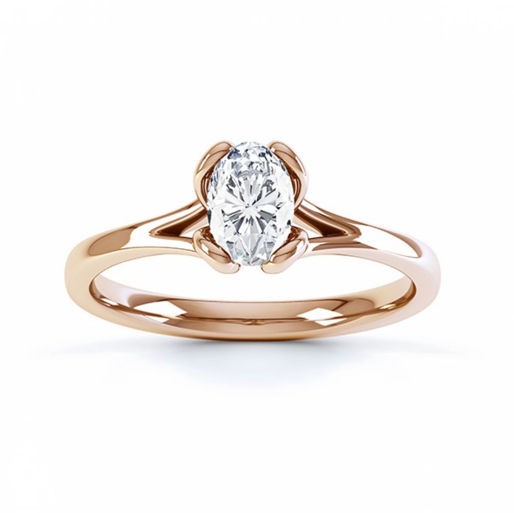 Loop oval solitaire diamond engagement ring side view in yellow gold