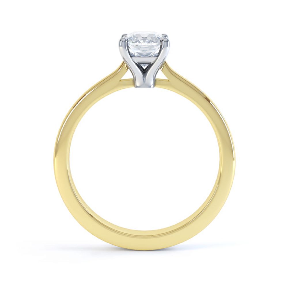 Classic 4 Claw Emerald Cut Diamond Solitaire Side View In Yellow Gold