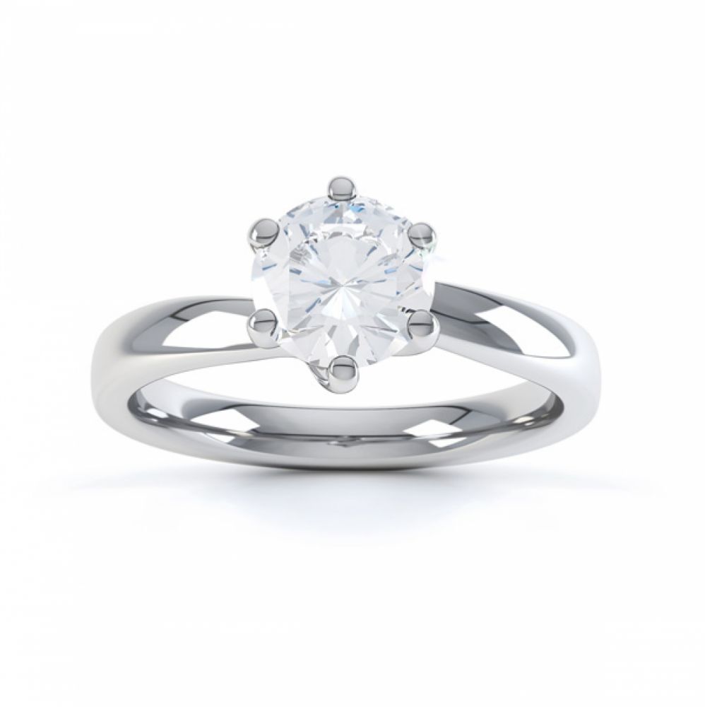 6 Claw Twist Solitaire Diamond ring - Top White