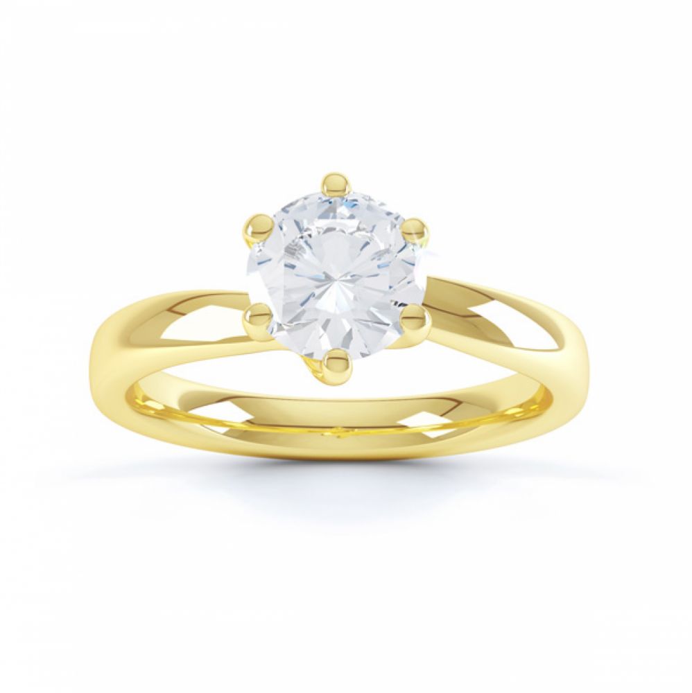 6 Claw Twist Solitaire Diamond ring - Top Yellow