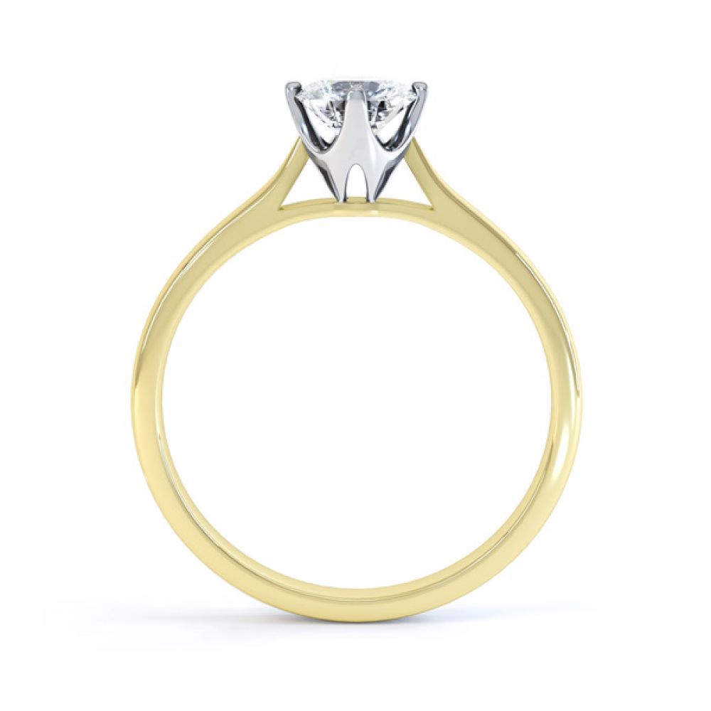 4 Claw Wedfit Compass Set Solitaire Ring Side View In Yellow Gold