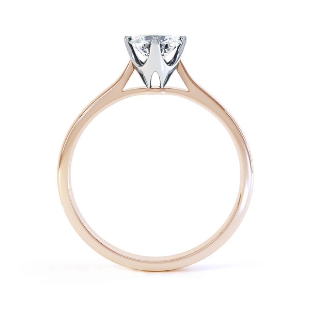 4 Claw Wedfit Compass Set Solitaire Ring Side View In Rose Gold