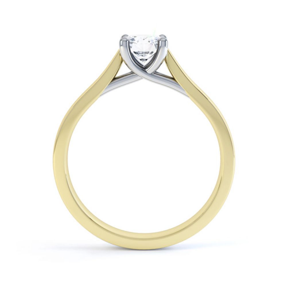 Wedfit Lucida Style Round Solitaire Engagement Ring Side View In Yellow Gold